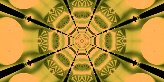 Neon Tunnel Green Gold Kaleidoscope 2:1 Univisium 60fps Screensaver Vj Loop