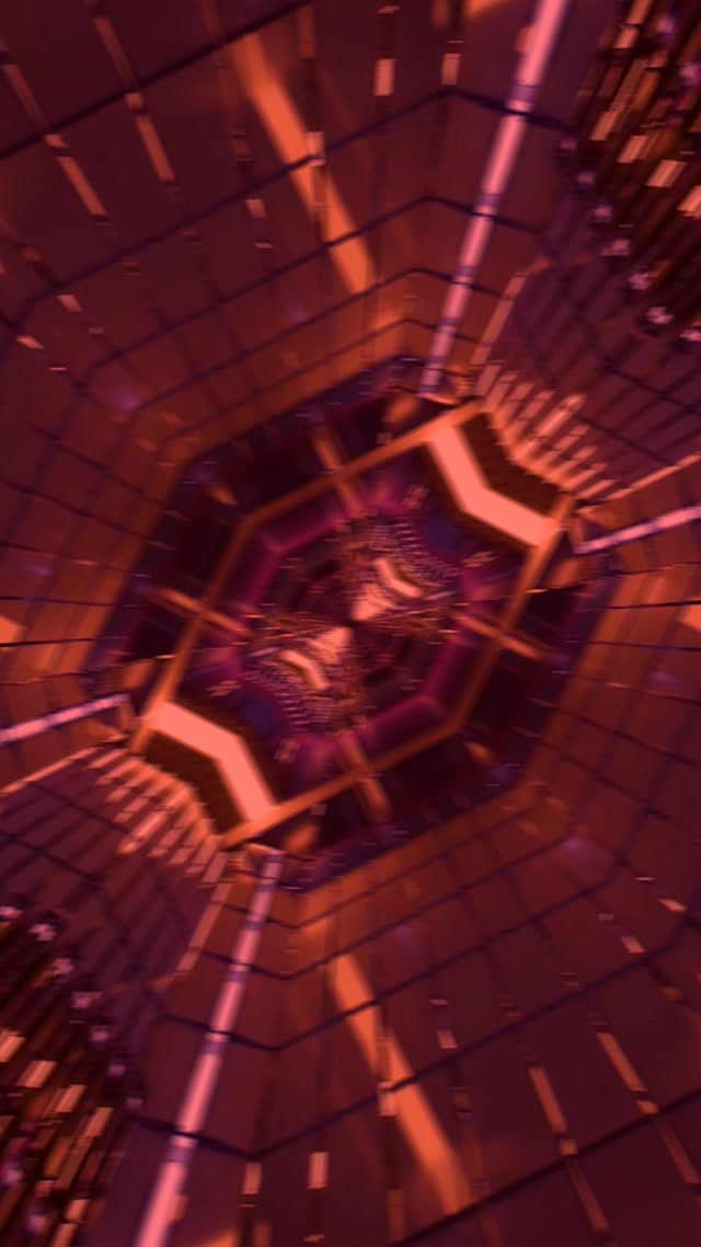 Neon Tunnel Spiraling Octagon Vortex Vj Loop 9:16 Reels 60fps Screensaver