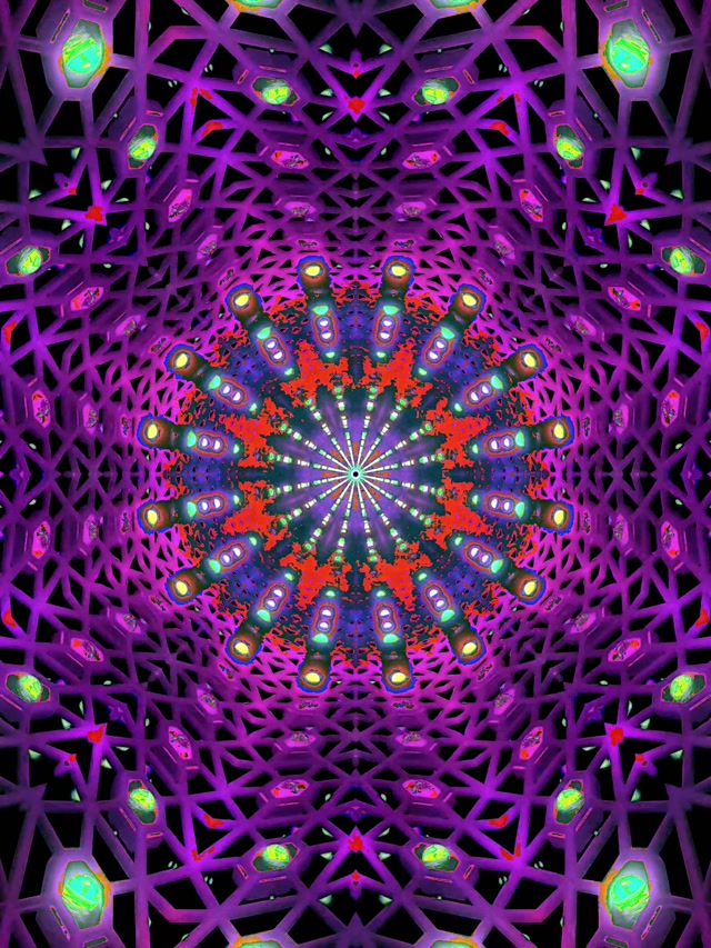 霓虹隧道红紫分形万花筒 Vj Loop 3:4 iPad 竖屏 60fps 屏保