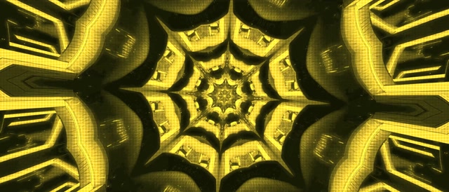 21:9 Ultrawide | 60fps Neon Tunnel Screensaver - Yellow Spiraling Diamond Vortex VJ Loop