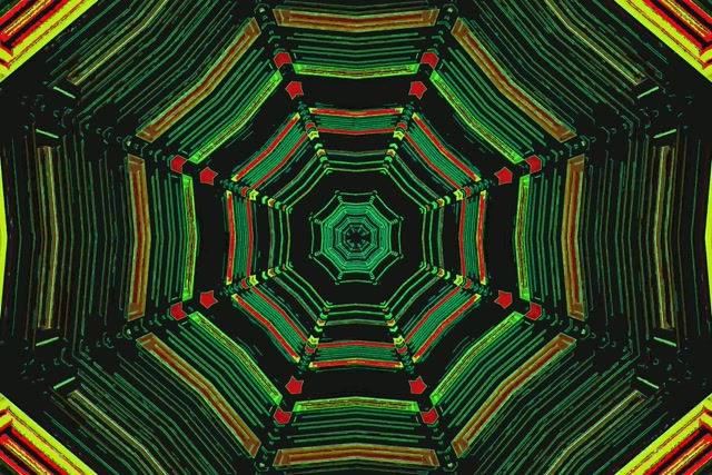 霓虹隧道绿红八角屏保 3:2 Surface 60fps VJLoops