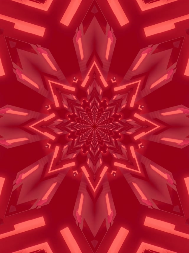 霓虹隧道红色星形万花筒 VJ Loop 3:4 iPad 竖屏 60fps 屏保