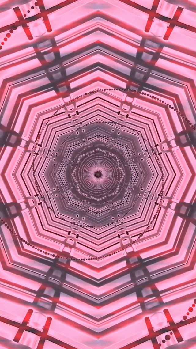 霓虹隧道粉色八角形漩涡VJLoops 9:16 Reels 60fps屏保