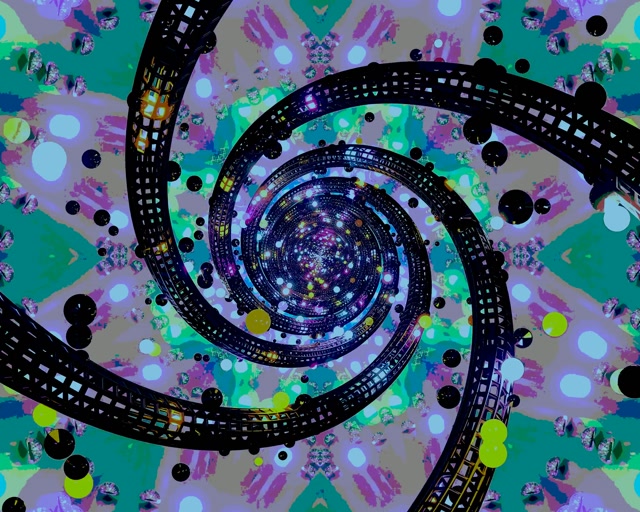 霓虹隧道螺旋万花筒 5:4 工业 60fps 屏幕保护程序 VJ Loop