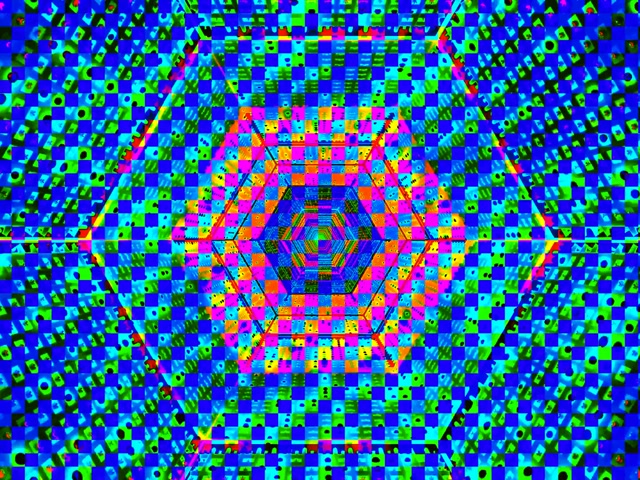 霓虹隧道六角网格 VJ Loop 4:3 经典 60fps 屏保