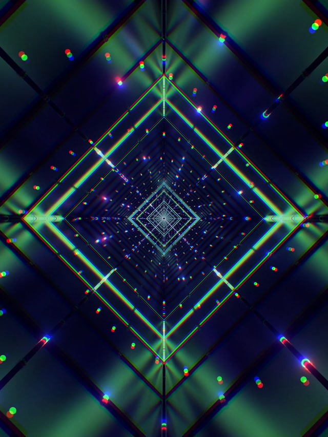 霓虹隧道绿色钻石漩涡 VJLoops 3:4 iPad 竖屏 60fps 屏保